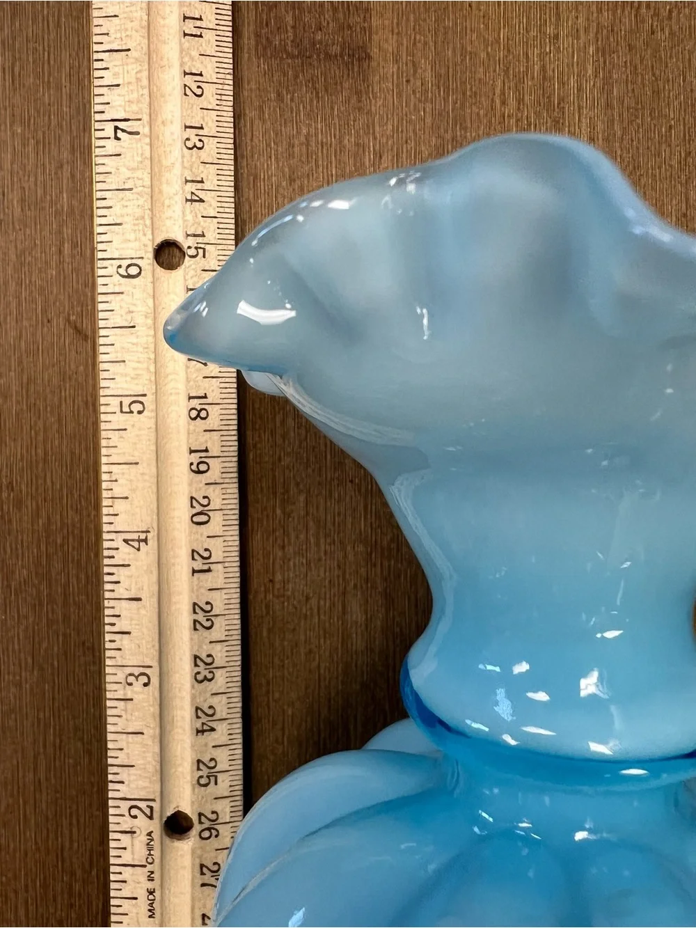 Blue Ruffled Glass Vase - Home Accents